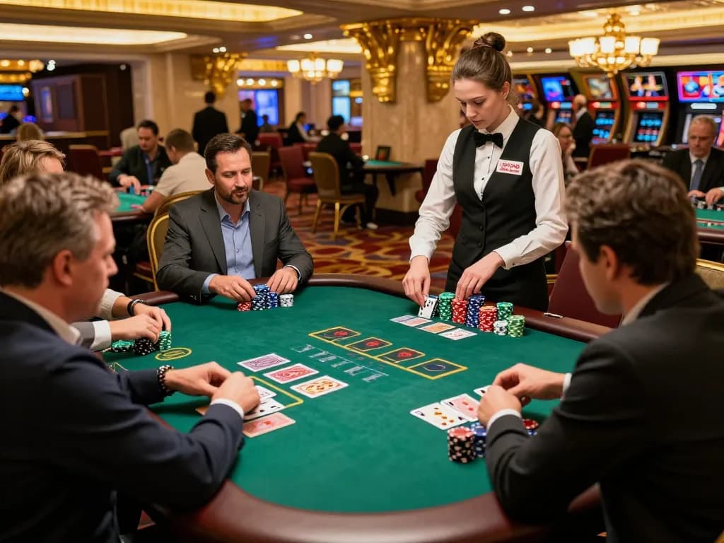 Engaging blackjack action at https://www.bearcreekwatershed.org/macroinvertebrates casino table with players focused on their gameplay.