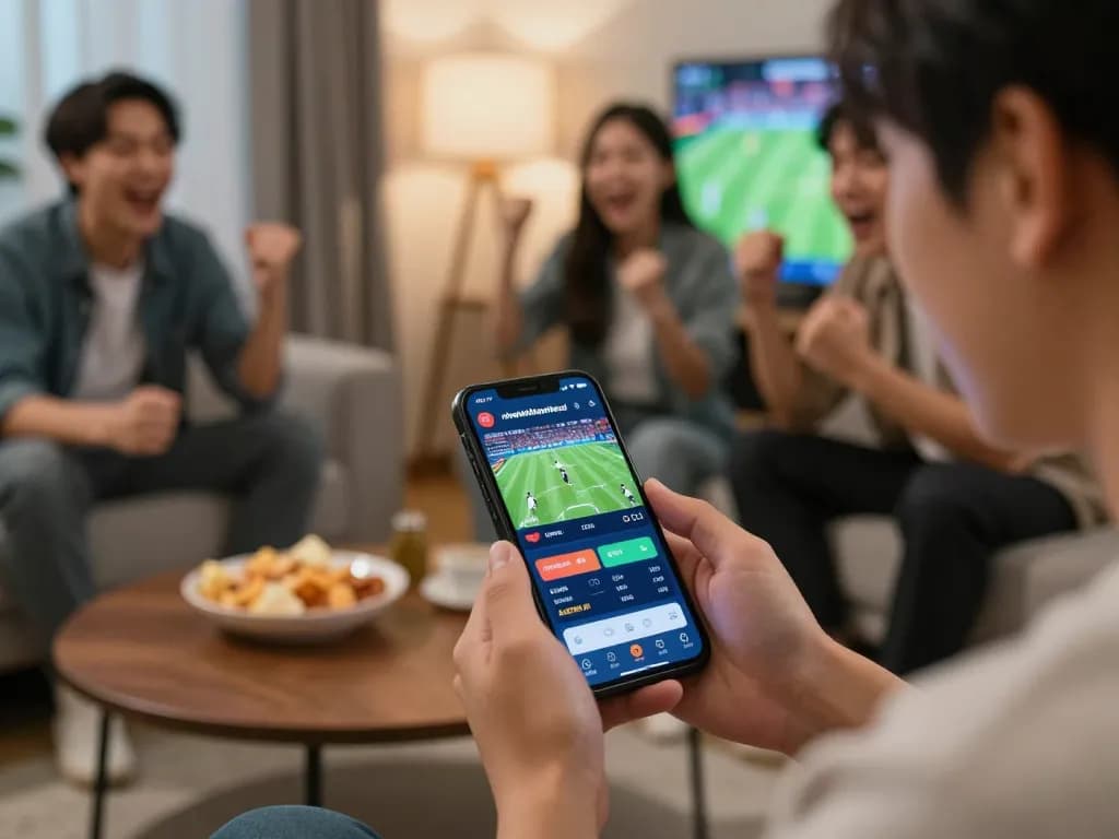 Betting in real-time with nhandinhkeonhacai app during an exciting sports event.