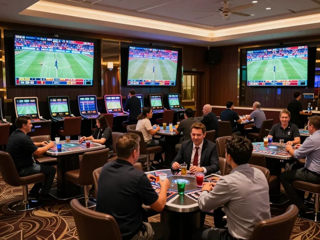 Betting excitement at https://lode884.co.com/ with dynamic sports betting action and lively lounge atmosphere.