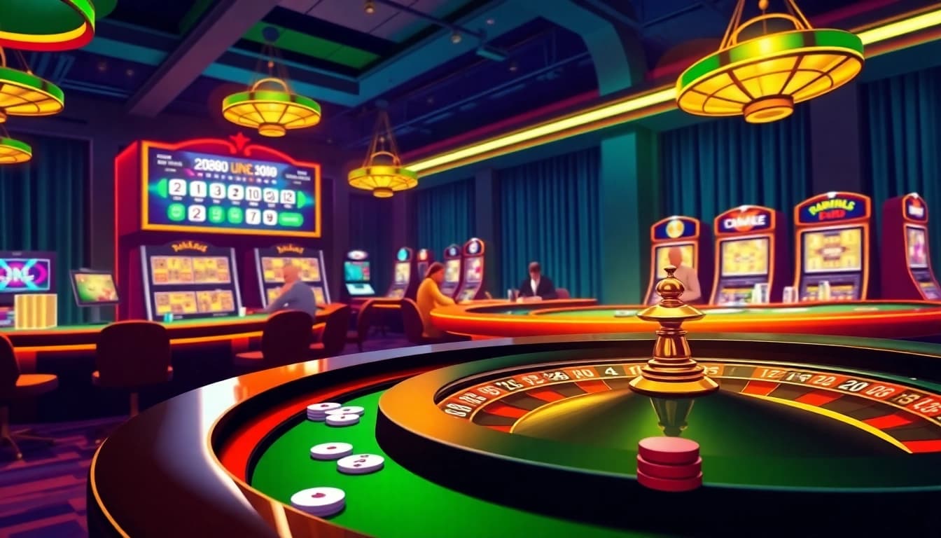 Exciting poker game scene featuring UK88 casino with vibrant chips and cards.