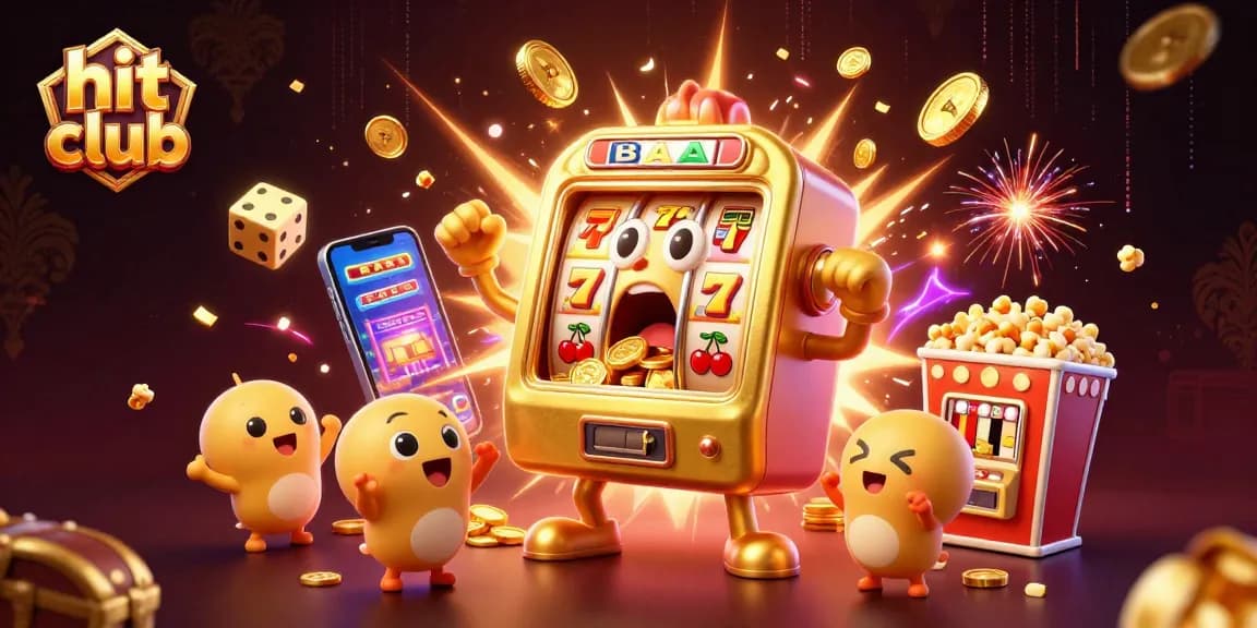 Experience the excitement at hit club with animated 3D slot machines celebrating a jackpot explosion.