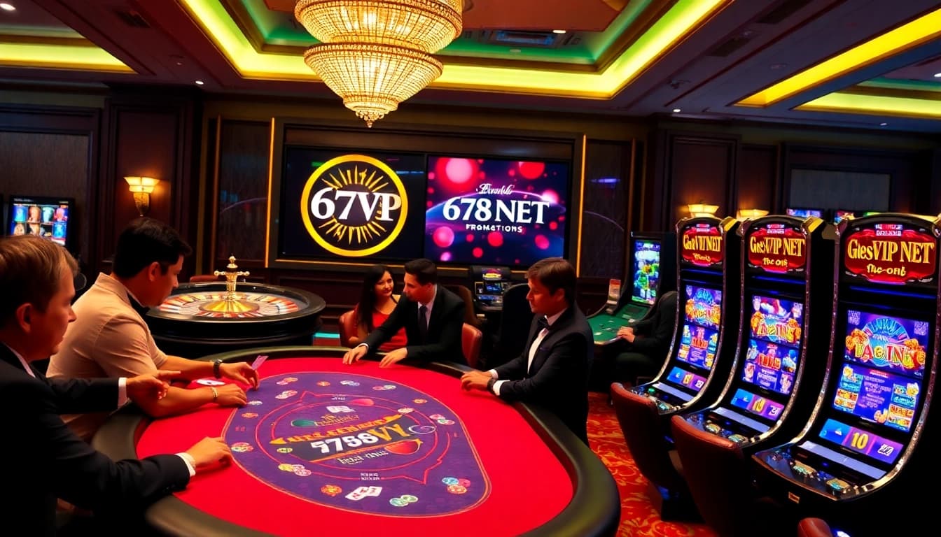 Play exciting poker and card games at 678VIP NET in a vibrant casino atmosphere.