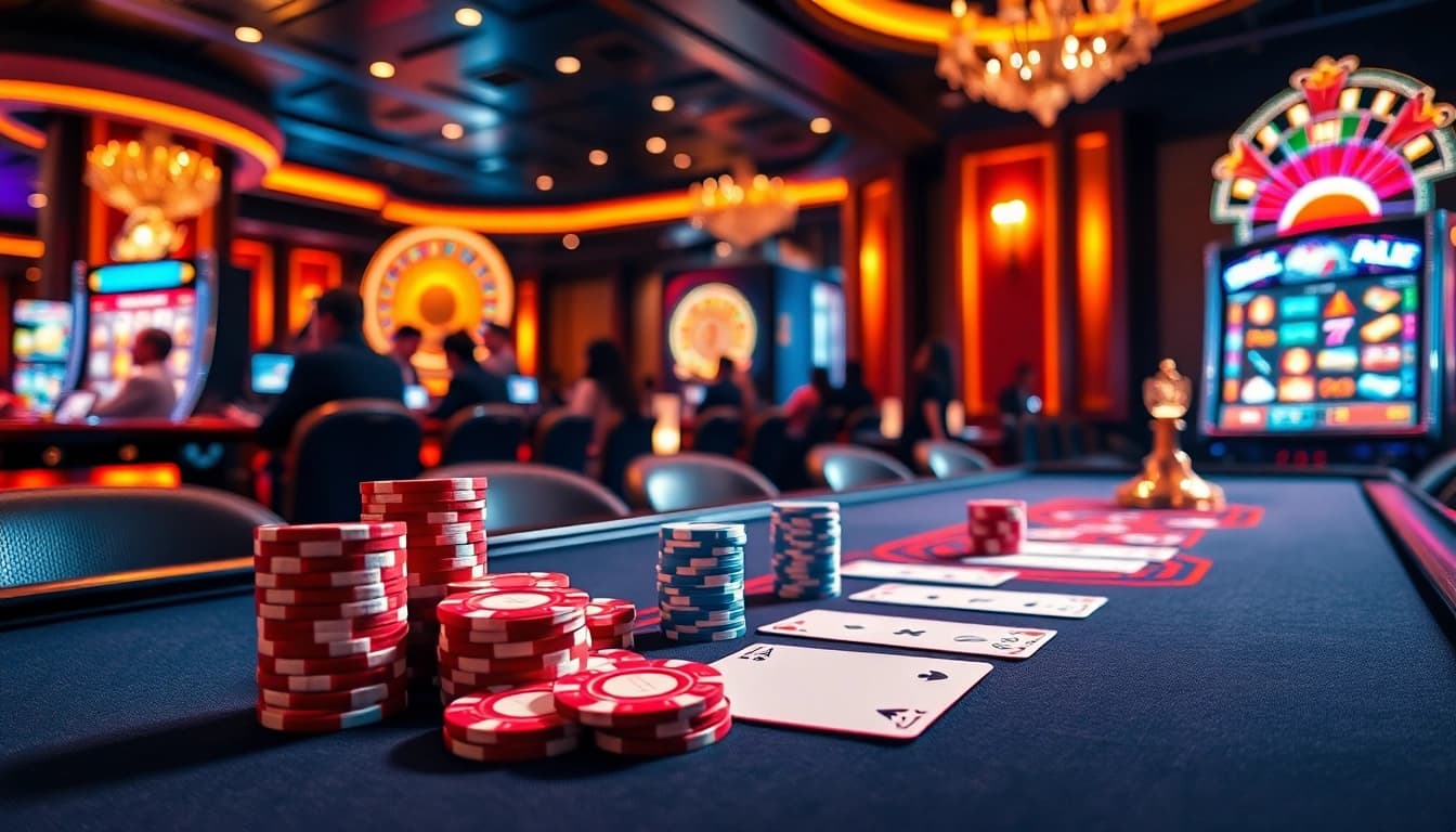 Exciting gaming action at Nhà Cái XIN88's premium casino featuring poker, slots, and roulette.