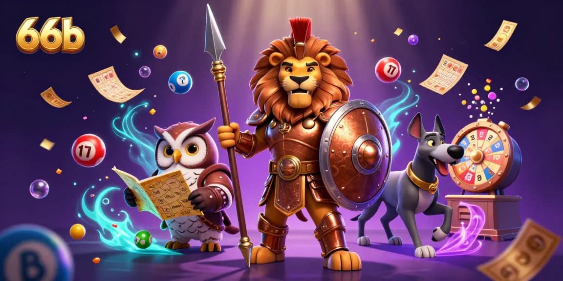Engage with thrilling 66b lottery gameplay amidst vibrant characters and dynamic gaming elements.