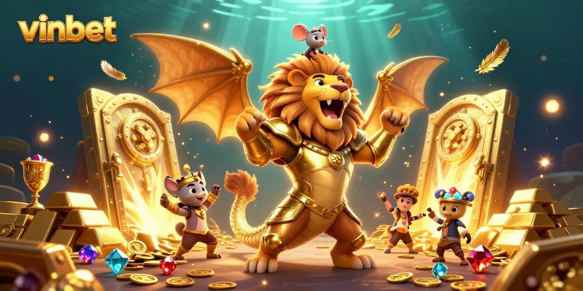 Experience thrilling wins with vinbet in this vibrant 3D casino adventure illustration.