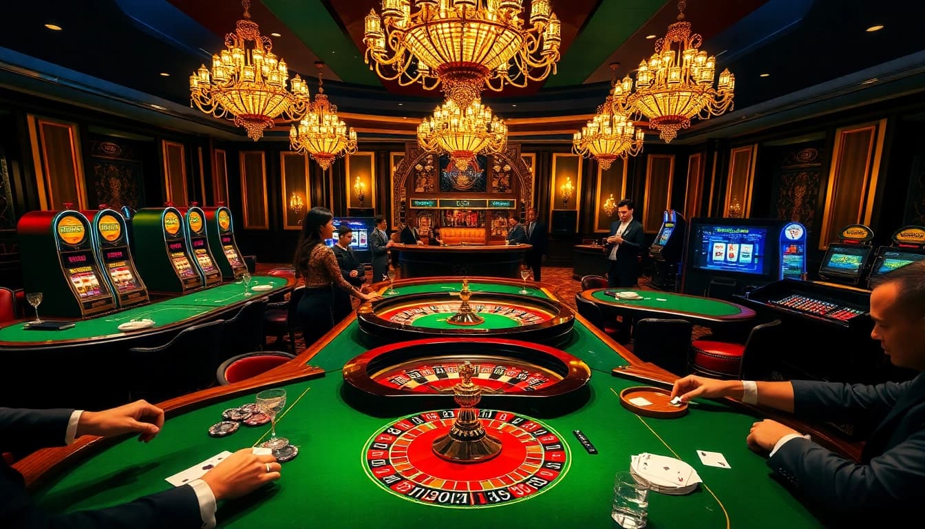 Exciting roulette table scene at a luxurious casino, representing tylenhacai7.com gambling experience.