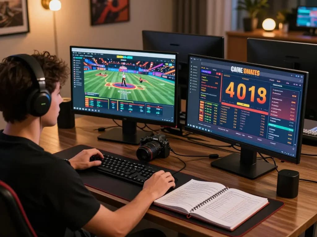 Engaging in strategic betting analysis on go8 through multiple screens showcasing casino games and odds.