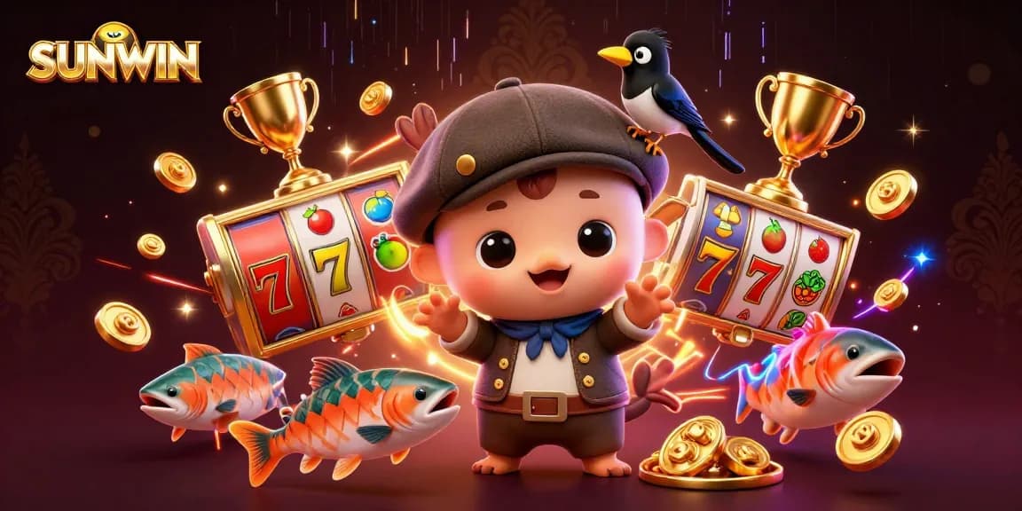 SUNWIN offers exciting slot games with a playful baby Nessie surrounded by dynamic game elements.
