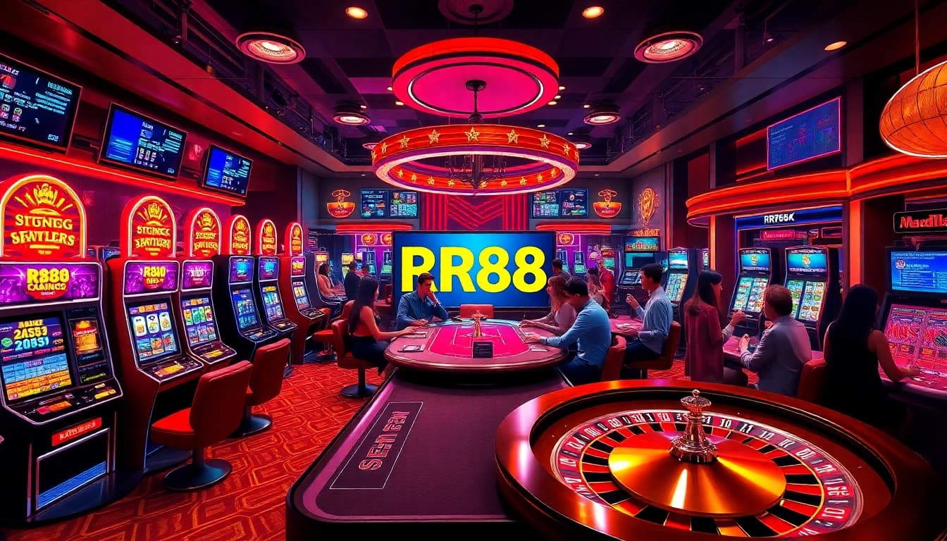 RR88 players celebrating wins at vibrant casino tables, highlighting excitement and luxury.