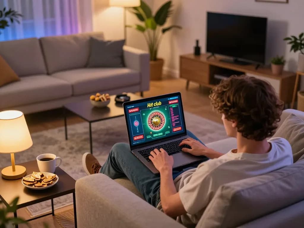 Enjoying a thrilling game at Hit club while relaxing at home with online roulette.