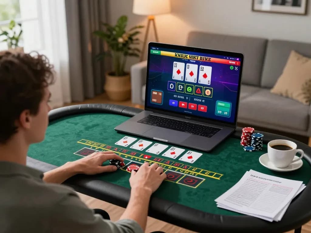 Kaya88 online gaming session showing a player engaging in live dealer blackjack with strategy notes.