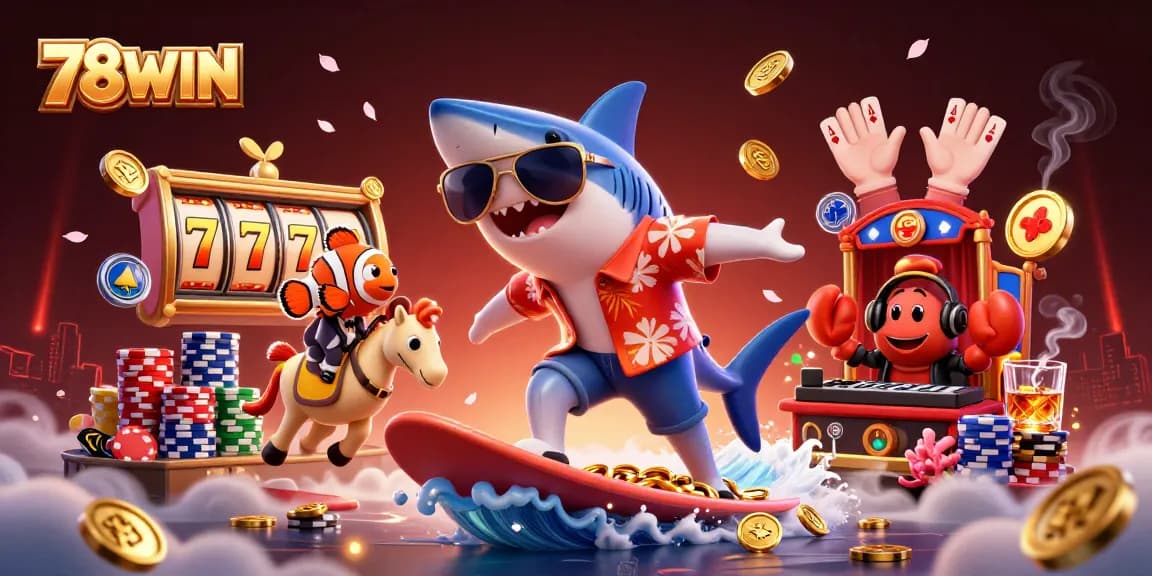 Experience thrilling gambling action at 78WIN with vibrant characters and dynamic casino elements.