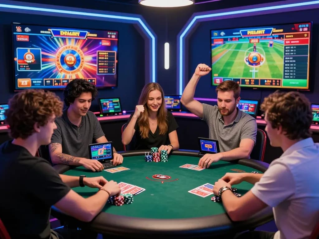 Exciting HM88 online gambling scene with players engaging in vibrant digital games and betting activities.