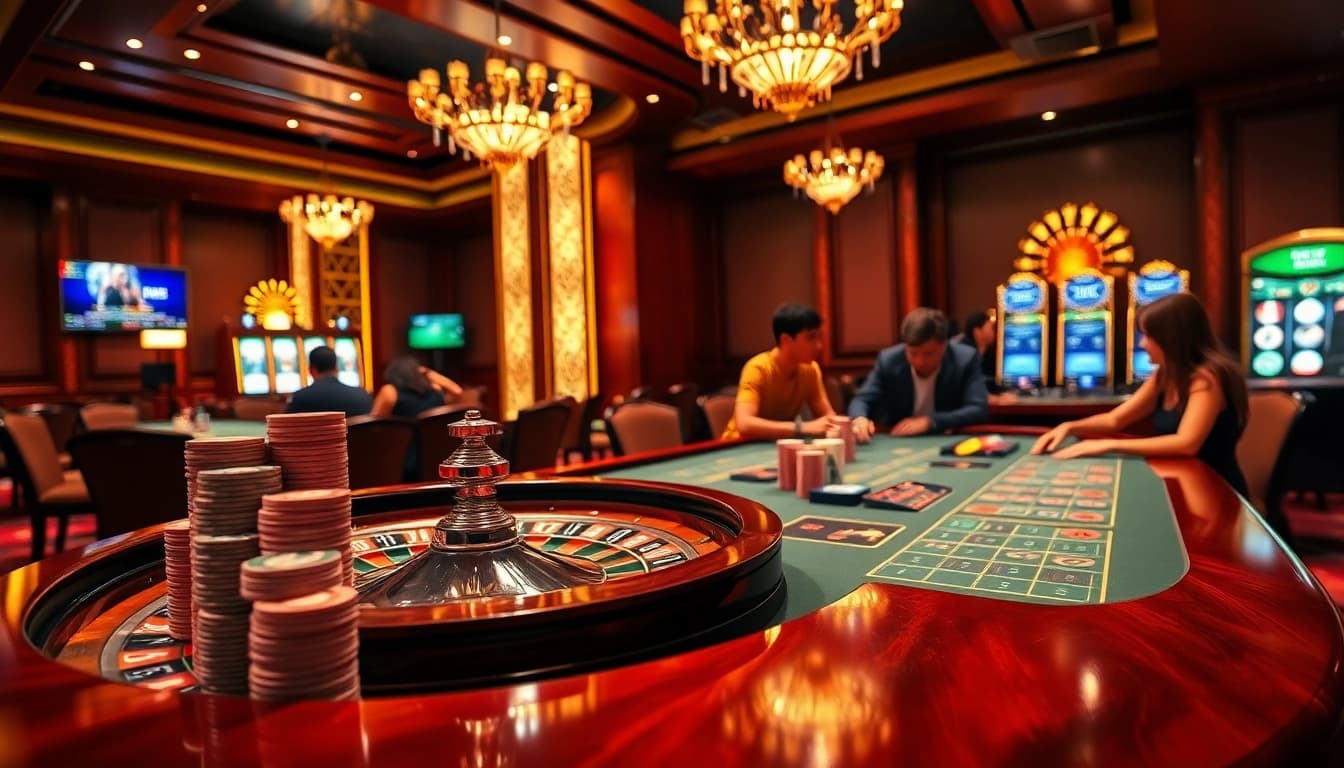 Experience the thrill of gambling at nhà cái uy tín RR88 with luxurious casino visuals featuring poker chips and roulette.