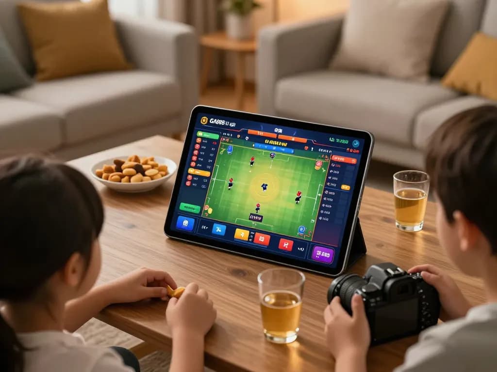 Experience the thrill of GA888 đá gà with live betting displayed on a tablet in a cozy home setting.