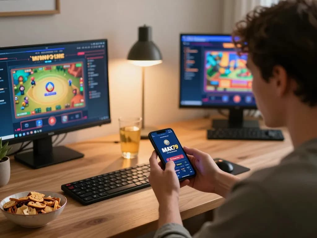 Engaging in MAX79 online gaming at home with a smartphone app in a cozy setting
