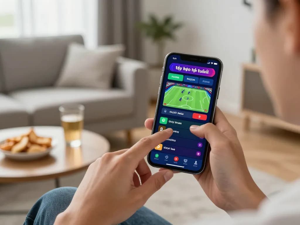Engaging users with tỷ lệ kèo trực tuyến on a smartphone app during sports betting.