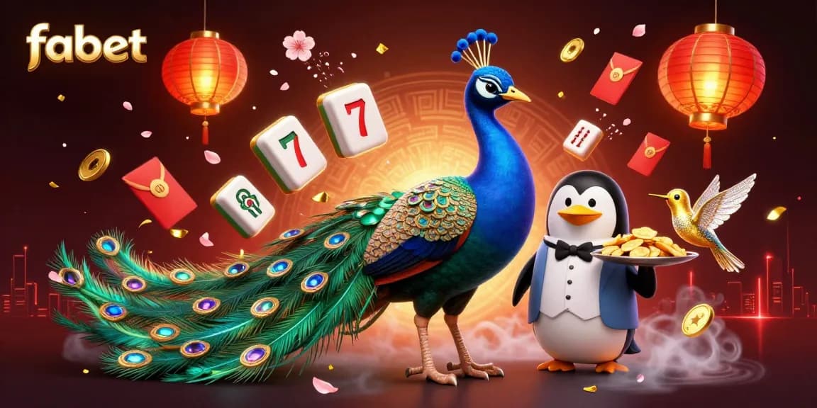Experience vibrant gameplay at fabet with an extravagant peacock and dynamic casino elements.
