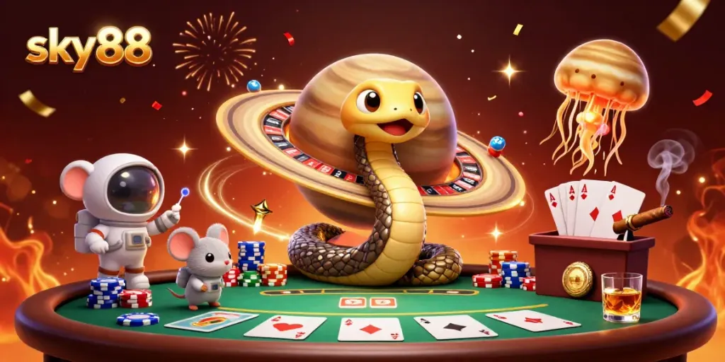 Engage with sky88 casino as adventurous astronaut mice place bets on a cosmic roulette wheel