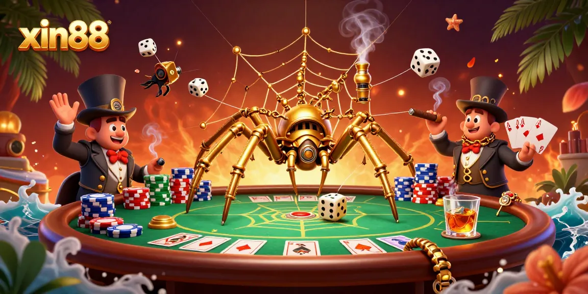 Experience the thrill of xin88 with steampunk elements and vibrant casino graphics.