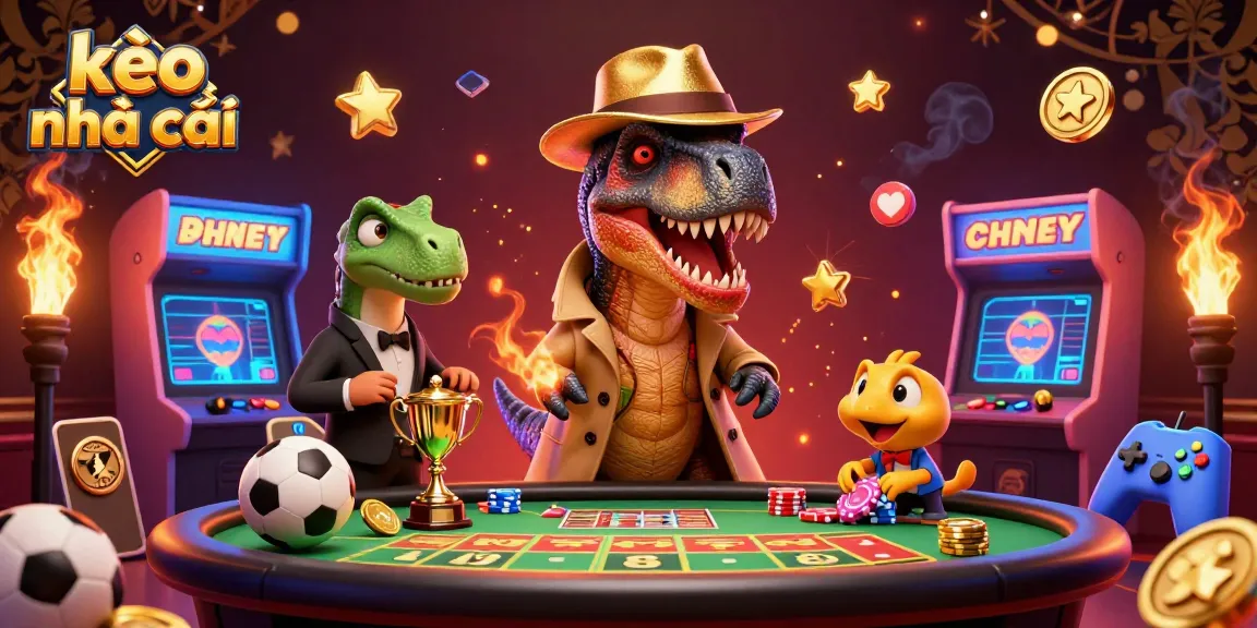Betting strategies with kèo nhà cái as card-counter velociraptor amidst the casino excitement.