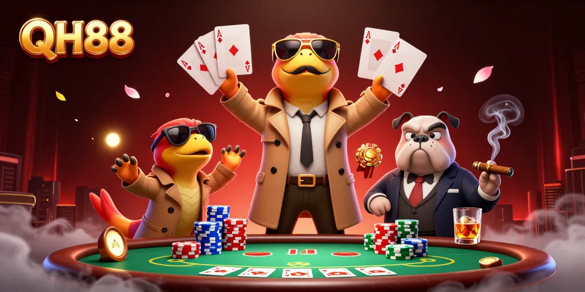 QH88 raptors in trench coat attempt VIP casino entry, humorously thwarted by bulldog bouncer.