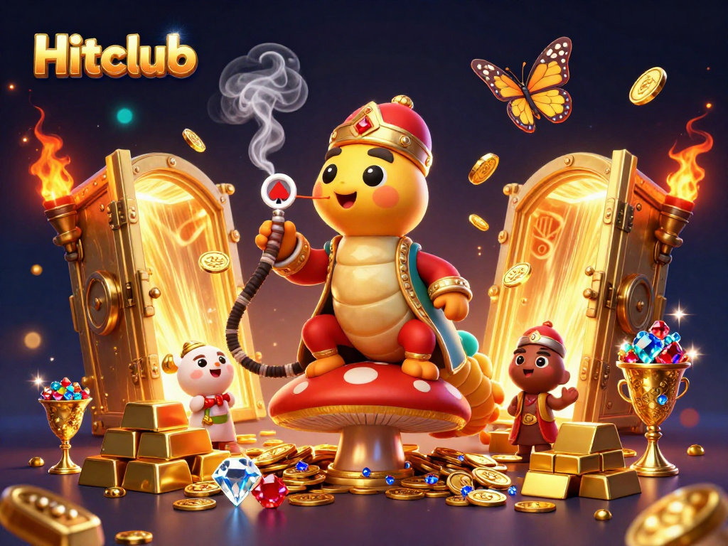Hitclub captures the thrill of gaming with vibrant 3D characters and treasure elements.