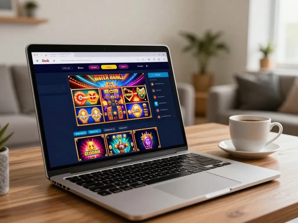 Player accessing jun88 đăng nhập on a laptop to explore exciting online slot games in a cozy home environment