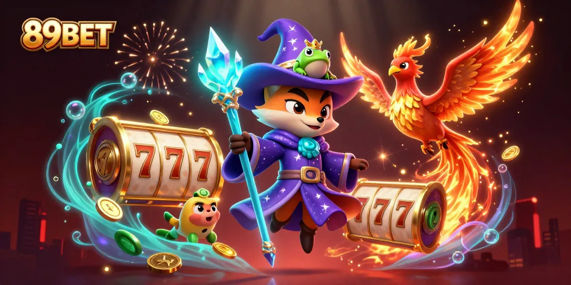 Engage in winning strategies at 89BET with this vibrant 3D casino scene featuring lucky charms and mystical characters.
