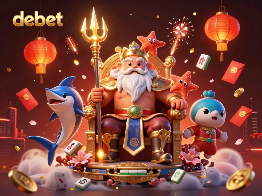 Experience the excitement of debet casino with Neptune and a vibrant underwater scene full of luck.
