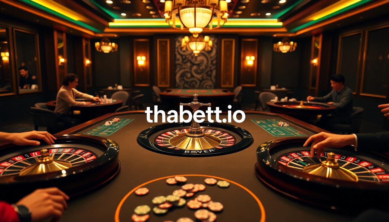 Excited players engaging in high-stakes play at thabett.io casino table.