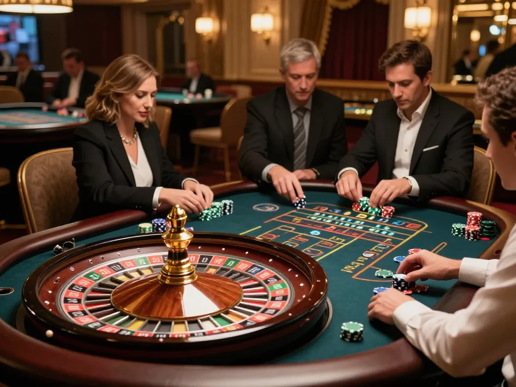 Players place bets at the TX88 roulette table in a luxurious casino setting, enhancing excitement.