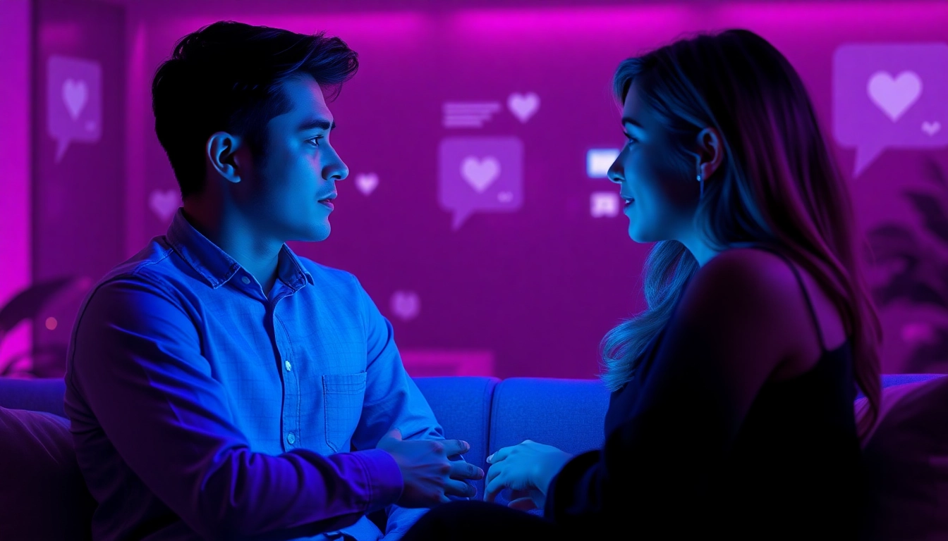 Engaging NSFW AI chat scene with realistic avatars, showcasing intimate interactions in a digital setting.