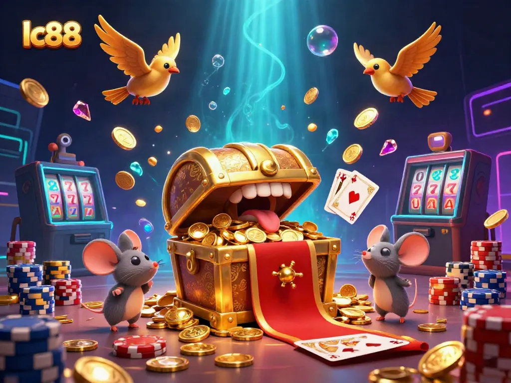 Engage with thrilling lc88 gaming experiences surrounded by sparkling treasures and rich casino elements.