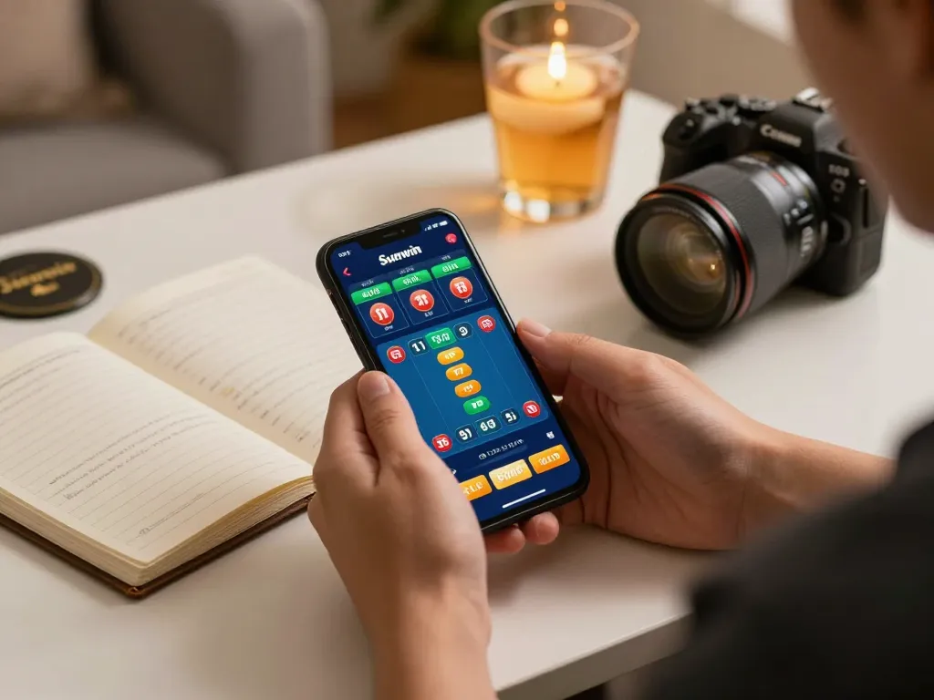 Tài Xỉu Sunwin mobile gaming session with colorful betting interface on smartphone.