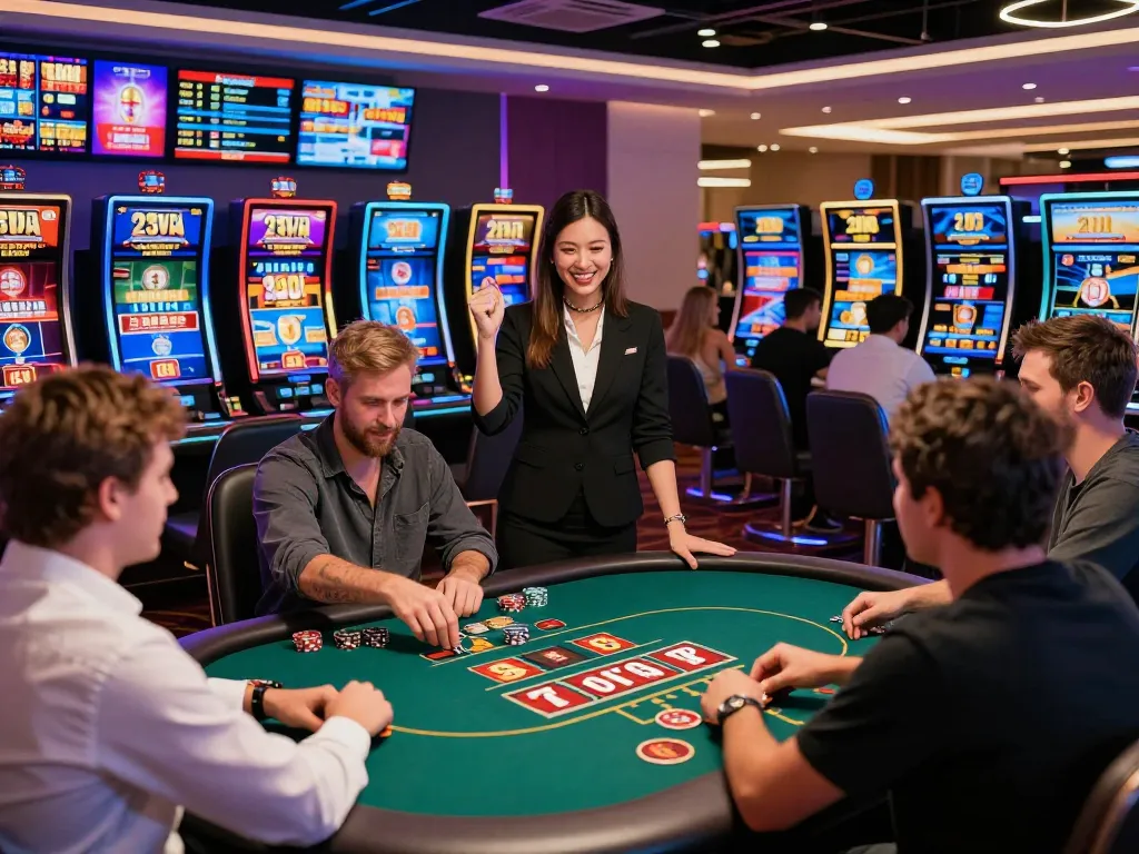 Exciting 23win online casino experience with diverse players engaged in gaming.