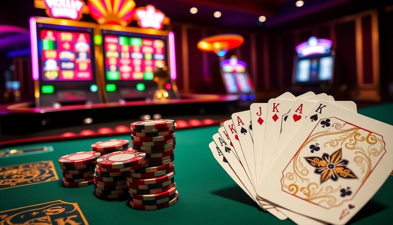 Engaging scene of luxury gambling with roulette, cards, and MK8 poker chips.