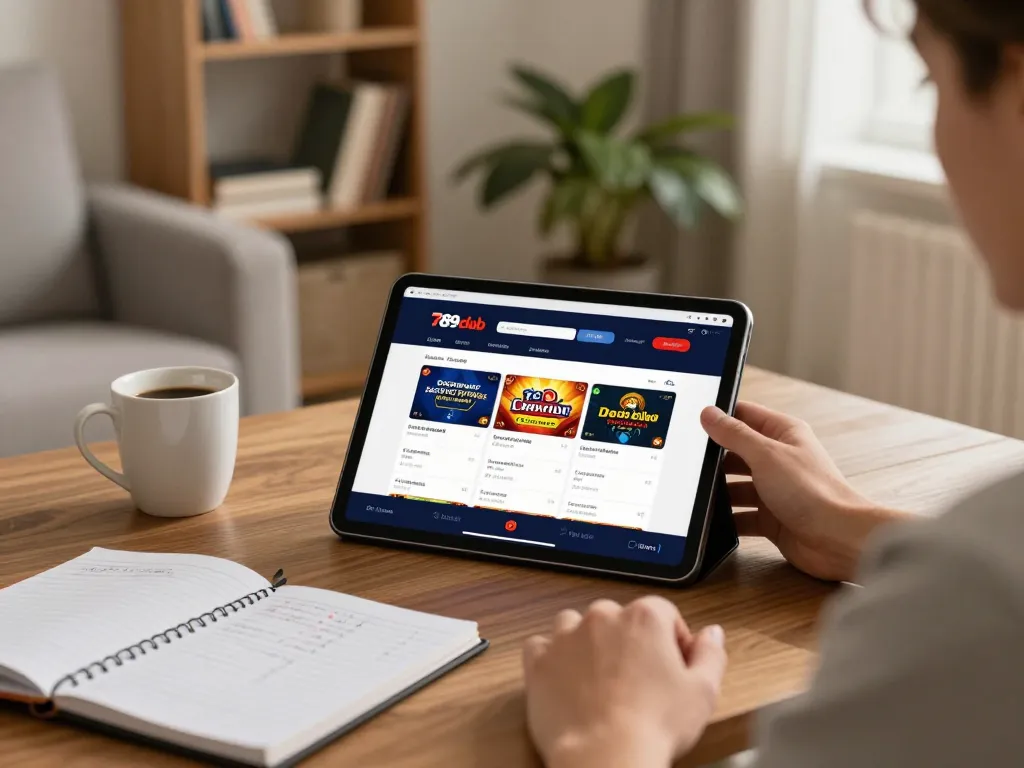 Player enjoying an online experience with the 789club app in a cozy living room.