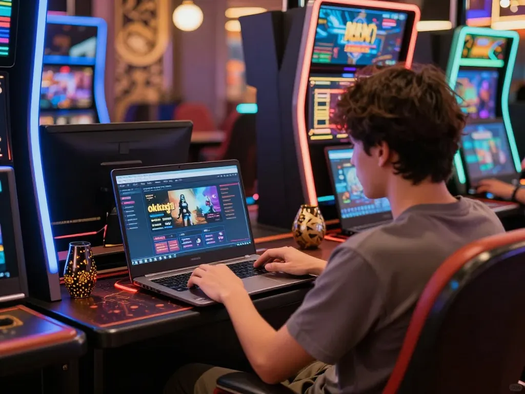 Play engaging games on okking1 platform in a cozy home environment with stylish decor.