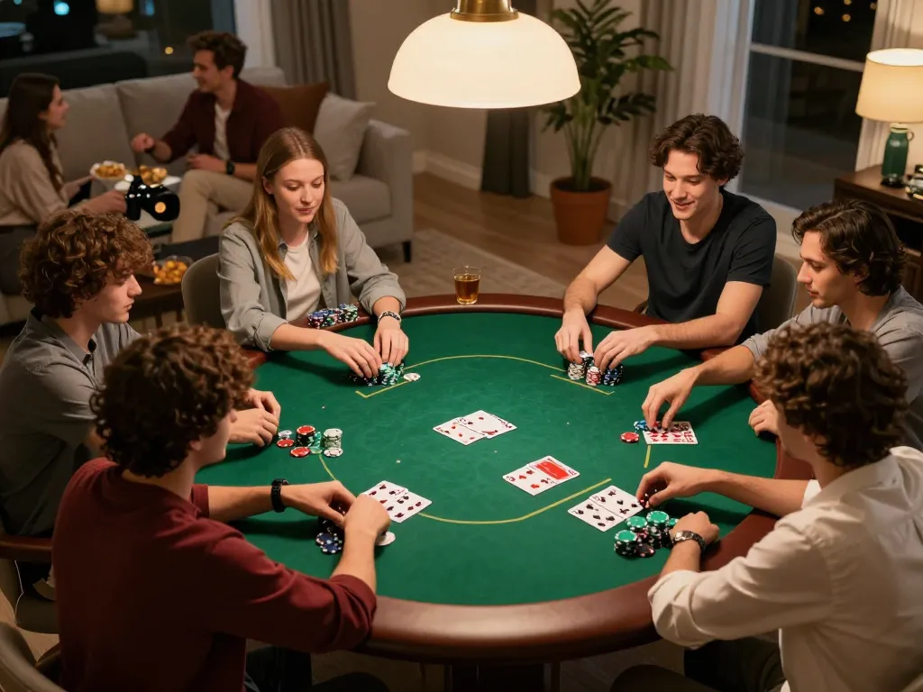 Experience intense gameplay and strategies while tải dh88 on your device at a friendly poker night.