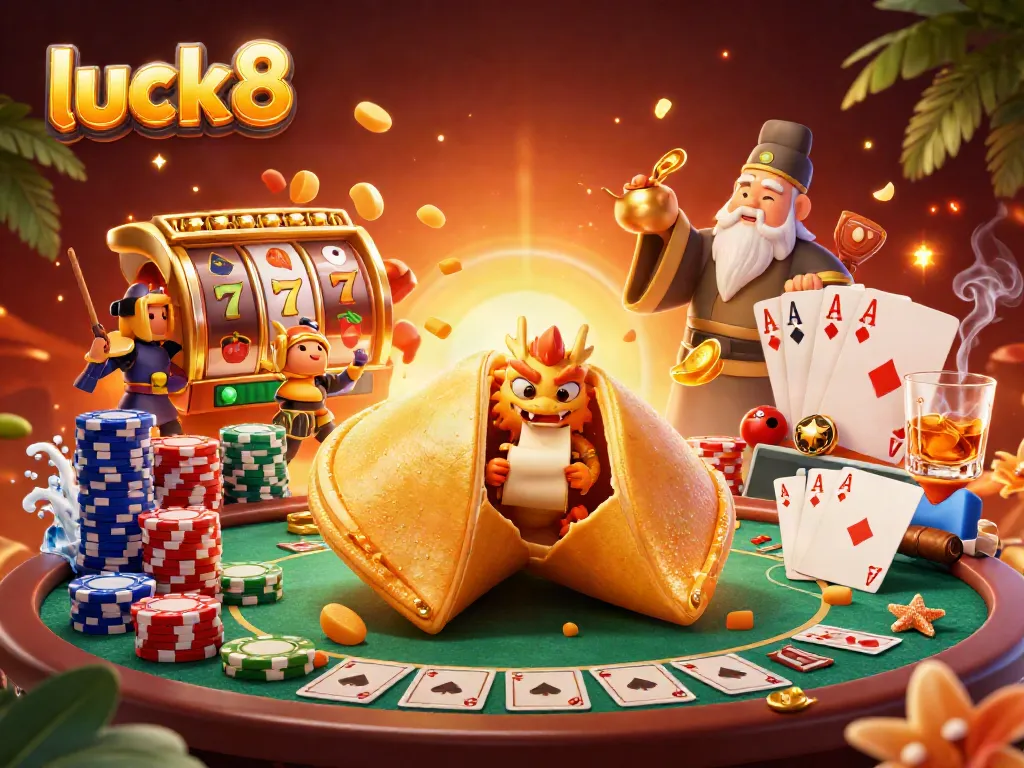 Engage with luck8's exciting slot games featuring a magical scene of fortune and fun.