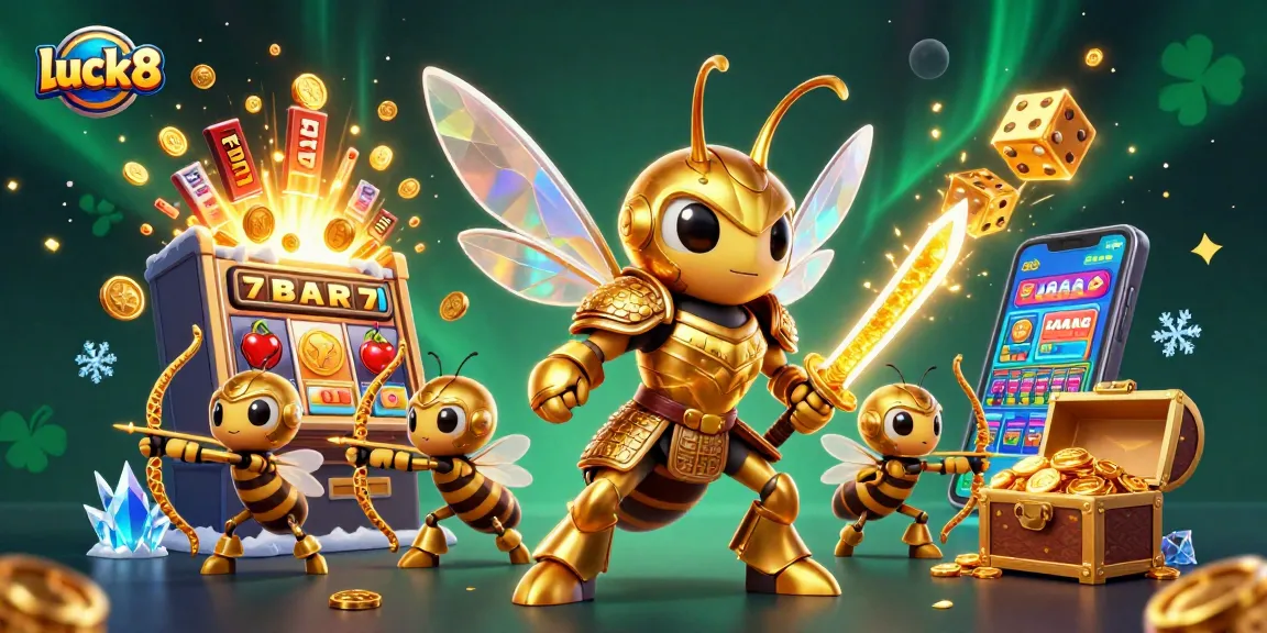 Join the thrill of luck8 as the golden hornet wields fortune in a dynamic casino scene.