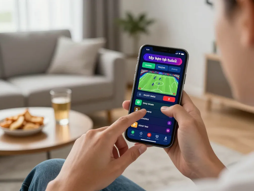Engaging users with tỷ lệ kèo trực tuyến on a smartphone app during sports betting.