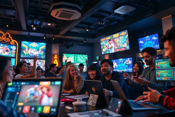 Exciting online gaming environment with diverse players at vin777.gb.net, showcasing various betting games and casino excitement.