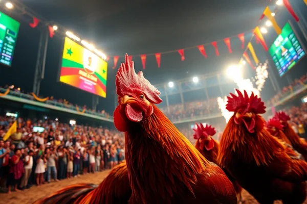 Live cockfighting at SV368, capturing the excitement and atmosphere for sv368win.live.