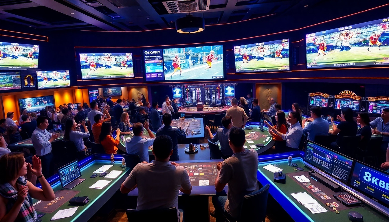 Exciting Thể thao 8KBET sports betting experience with dynamic ambiance and live games.